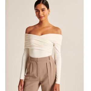 Abercrombie Long-Sleeve Ruched Wrap Bodysuit